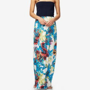 Rachel Roy Strapless Maxi Dress Blue Floral Large